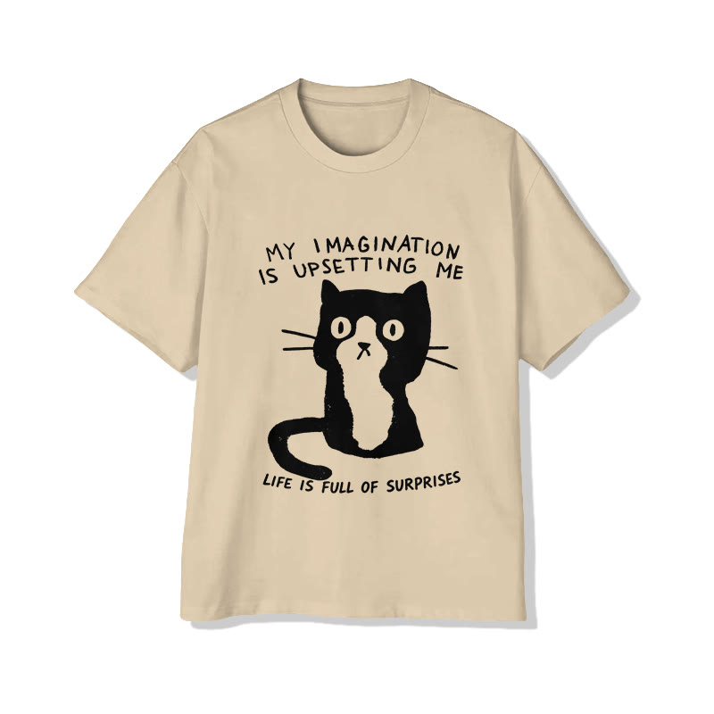 Unisex Rich Imagination Pattern Short Sleeved Crew Neck T-Shirt - Apricot - 2XL - image 3