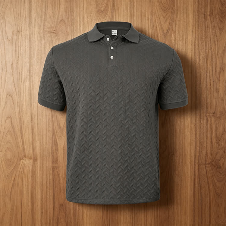 Cozy Solid Classic Texture Short-sleeve Button Polo Shirt - image 12