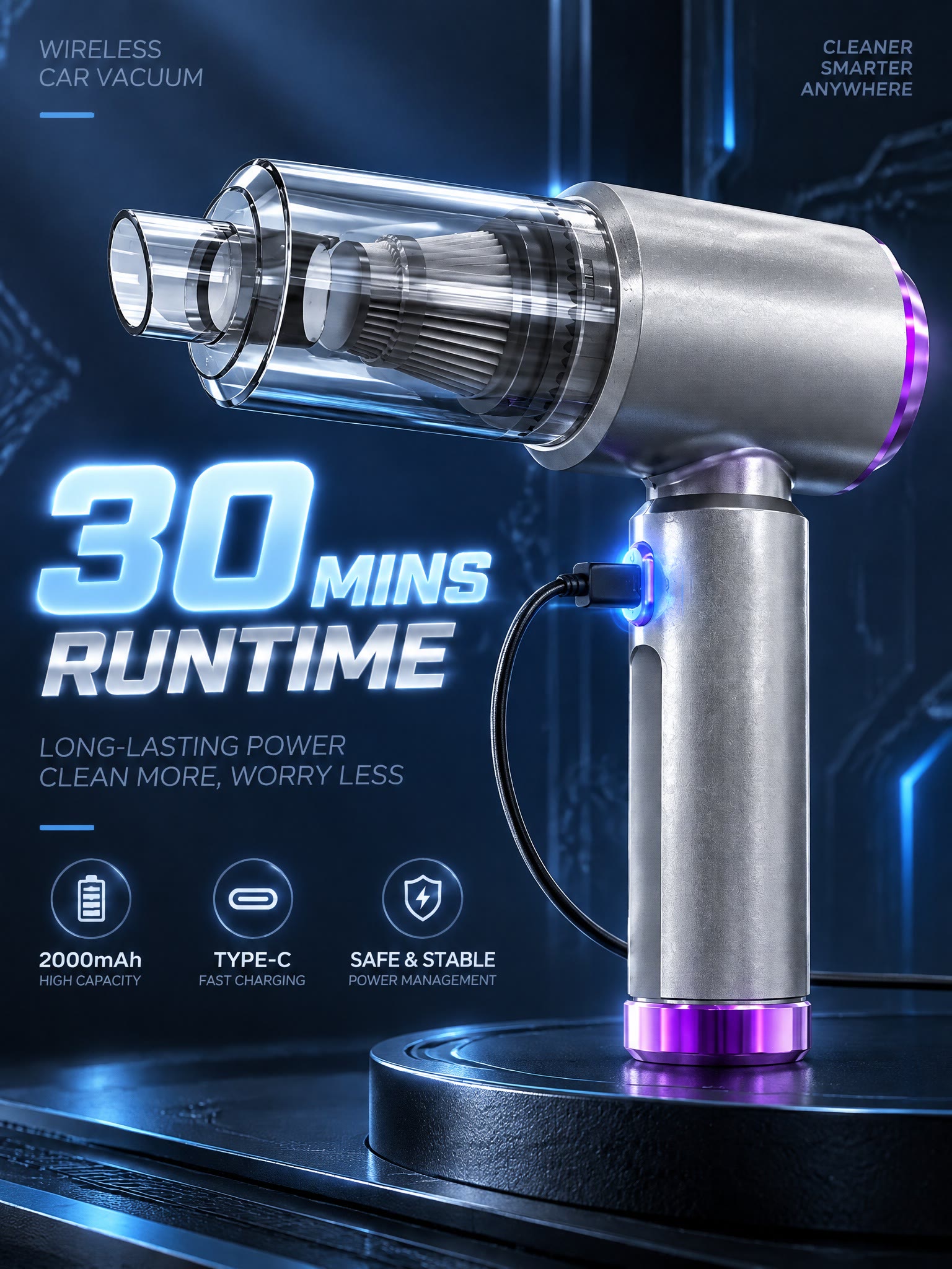 32,000Pa Powerful Cordless Car Vacuum Cleaner - image 29