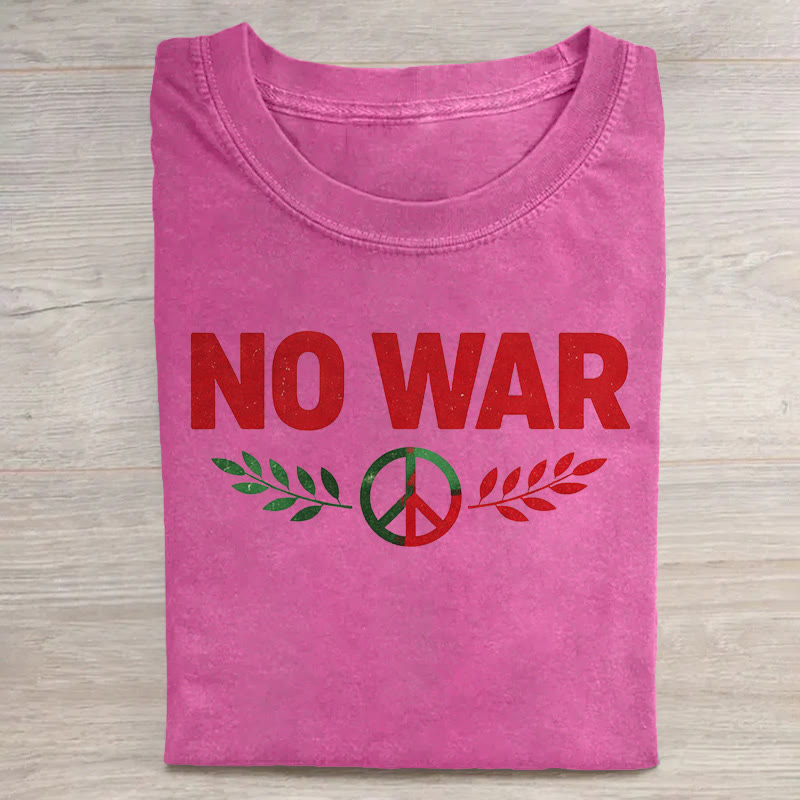 Unisex No War Hippie Peace Sign Pattern Art Print Acid Washed T-shirt - Pink - US20-22(3XL) - image 9