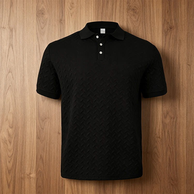 Cozy Solid Classic Texture Short-sleeve Button Polo Shirt - image 13