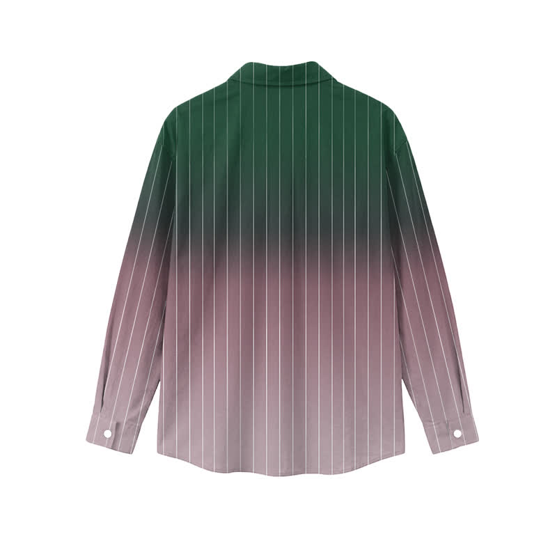 Men's Resort Vacation Ombre Stripe Print Pocket Long Sleeve Shirt - image 8