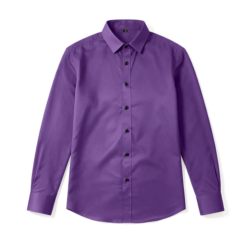 Men's Solid Color Long Sleeve Dress Shirt - Purple - 48 - image 10