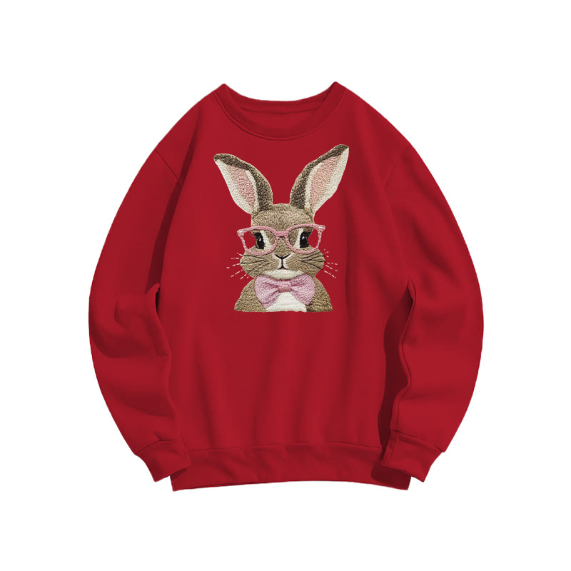 Easter Bunny with Glasses print sweatshirt - Red - US16-18(2XL) - image 3