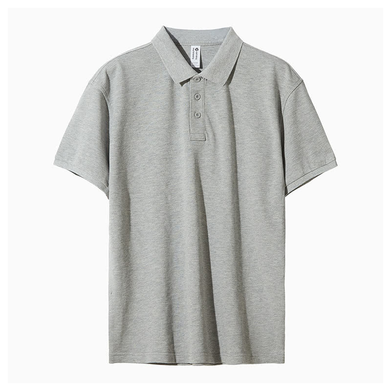 Men’s Casual Solid Color Simple Polo Shirt - Light Gray - 4XL - image 10