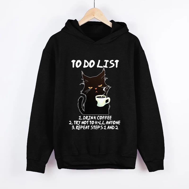 Unisex TO DO LIST  Long Sleeved Hoodie - Black - US44-46(8XL) - image 5