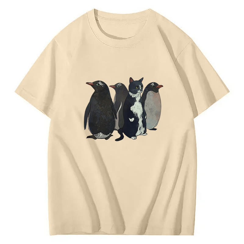 Imposter Penguin Print Short Sleeved Crew Neck T-Shirt - Grey - 2XL - image 3
