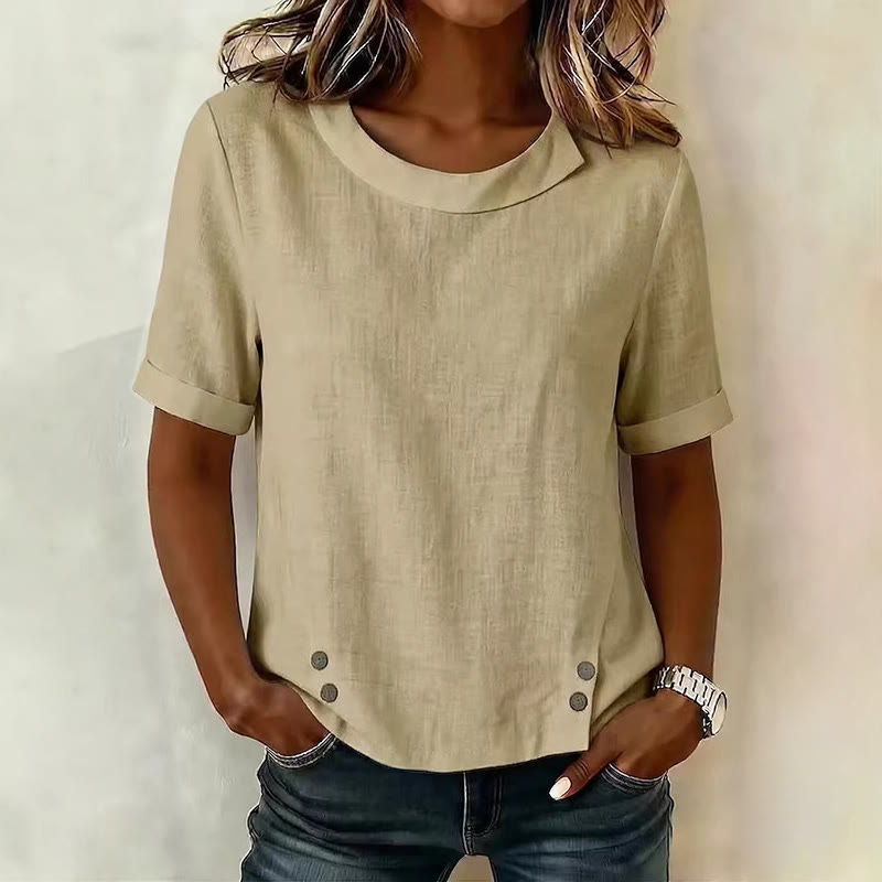 Solid White Short Sleeve Casual Top - Yellow - 3XL - image 3