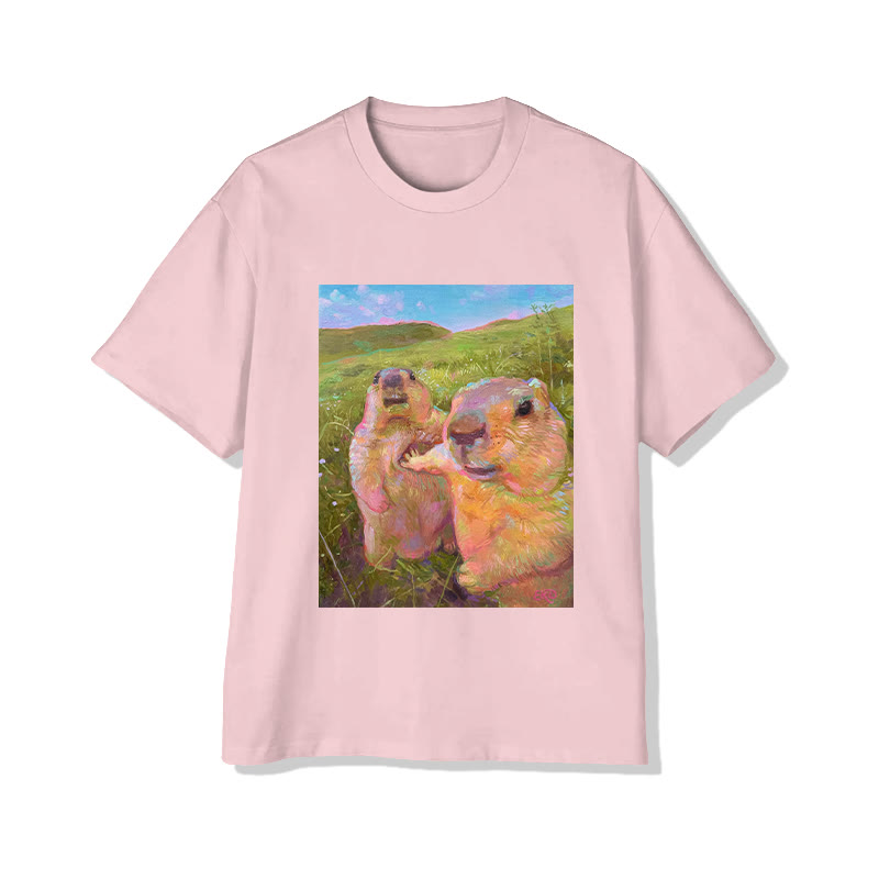 Unisex  Stay Calm Emoji Pack Print Short Sleeved Crew Neck T-Shirt - Pink - 2XL - image 4