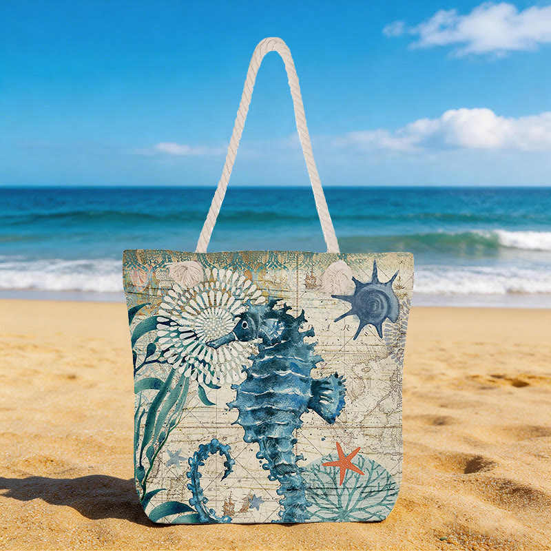 Ocean Rope Tote Bag - Seahorse - 45*35*12cm - image 3