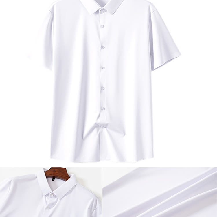 Gentle Office Man High Elasticity Non-iron Short-sleeve Thin Shirt - White - 3XL - image 18