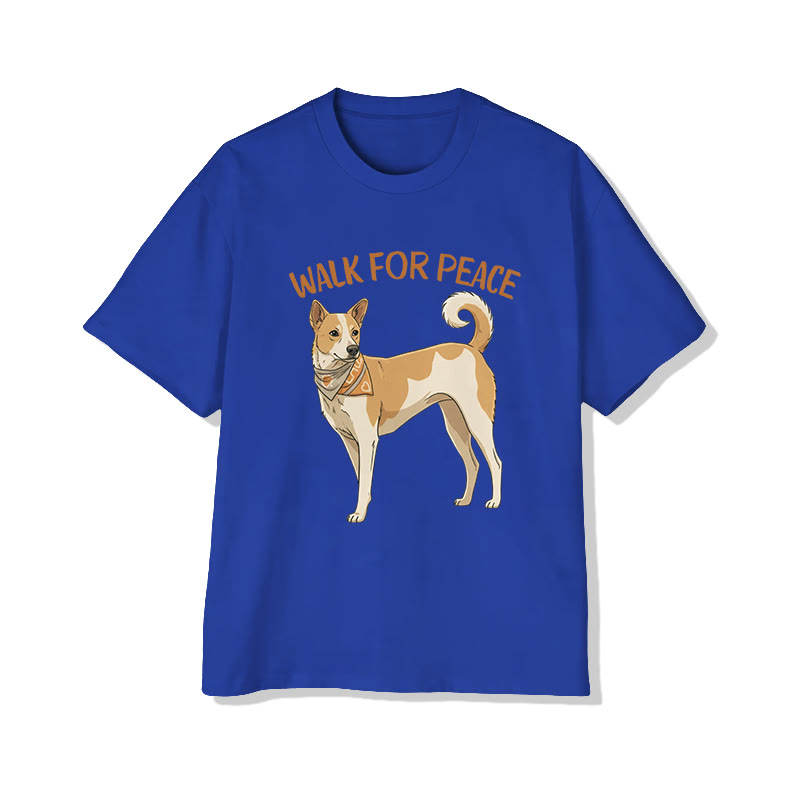 Unisex Walk For Peace Aloka Dog Pattern Cotton Print T-shirt - Royal Blue - US20-22(3XL) - image 11