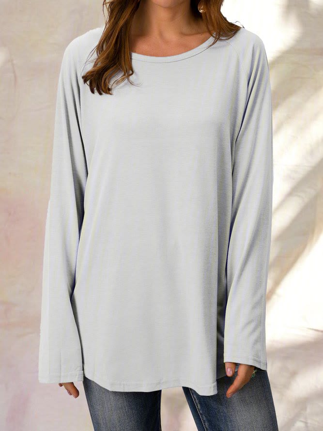 Women's Plus Size Solid Color Round Neck Long Sleeve Casual Tunic Top  - image 14