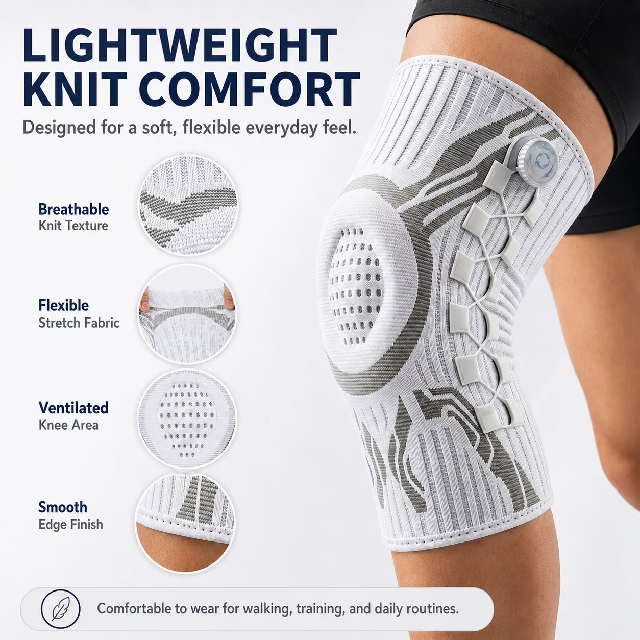 Knee Sleeve with Dial Fit System & Dual Side Stabilizers, Adjustable Compression Knee Support for Men & Women - image 13