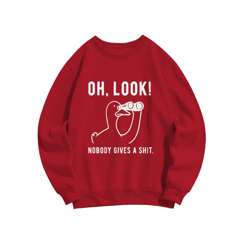 No One Cares About The Duck  Pattern Crew Neck Sweatshirt - Red - US16-18(2XL) - image 7