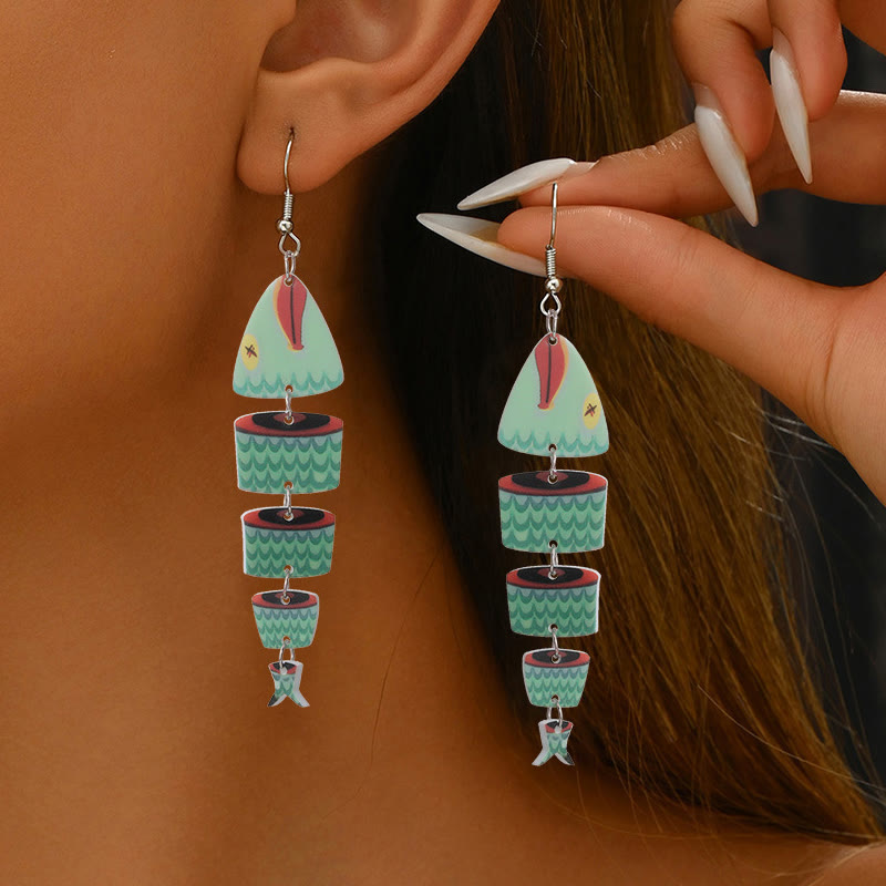 Funnycutting Fish Eco-friendly Acrylic And Wood Earring - Light Green - one size - image 5