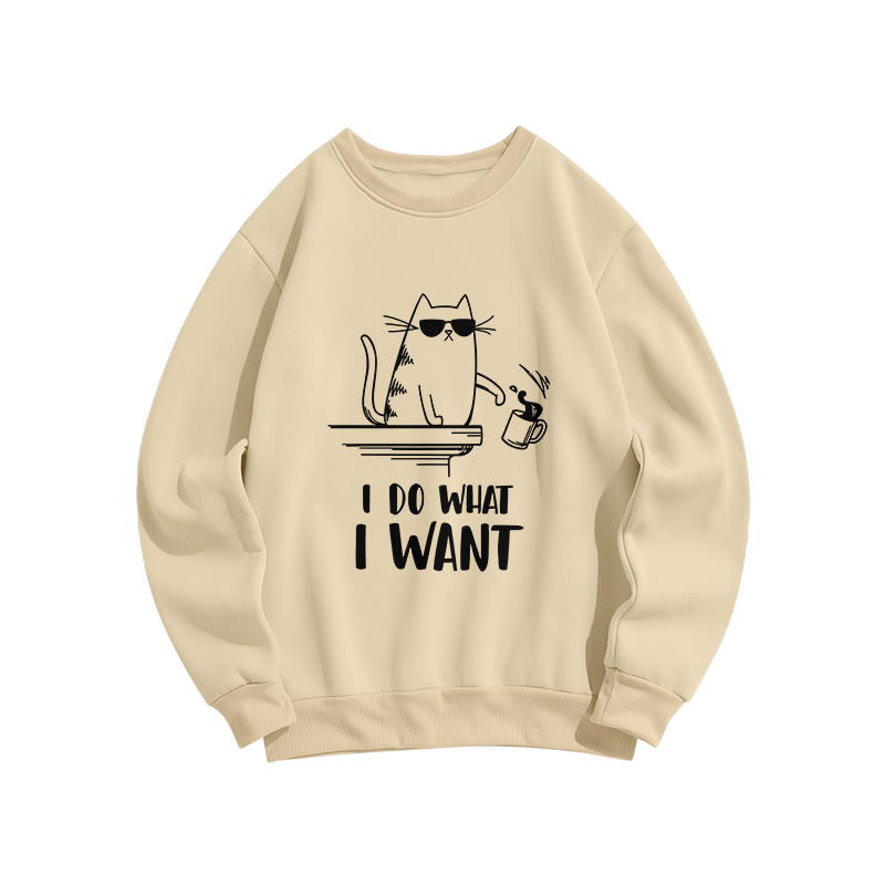 Unisex I Do What I Want Slogan Print Long Sleeve Crew Neck Sweatshirt - Apricot - US16-18(2XL) - image 3