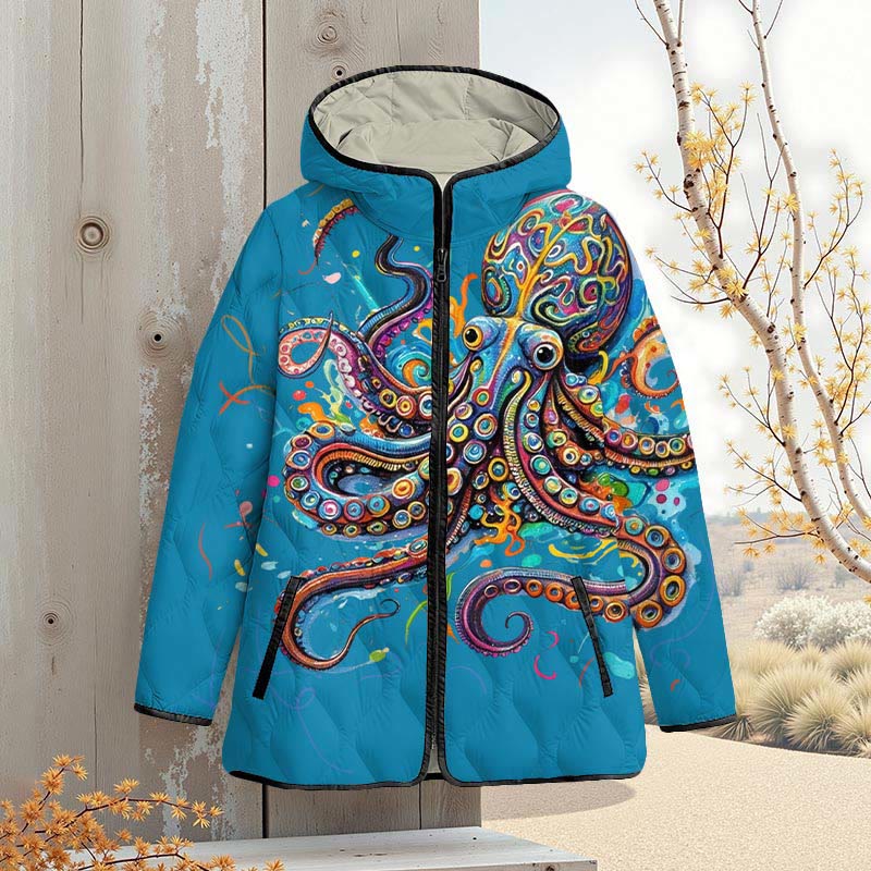 Vintage Rainbow Octopus Art Print Zipper Jackets - image 7