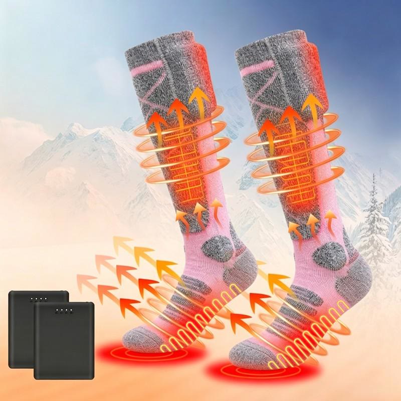 Unisex Heated Socks, Battery-Powered Electric Heating Socks, Winter Warmth Socks for Outdoor Activities, Fishing, Hunting - Pink – 5V / 5000mAh - image 6