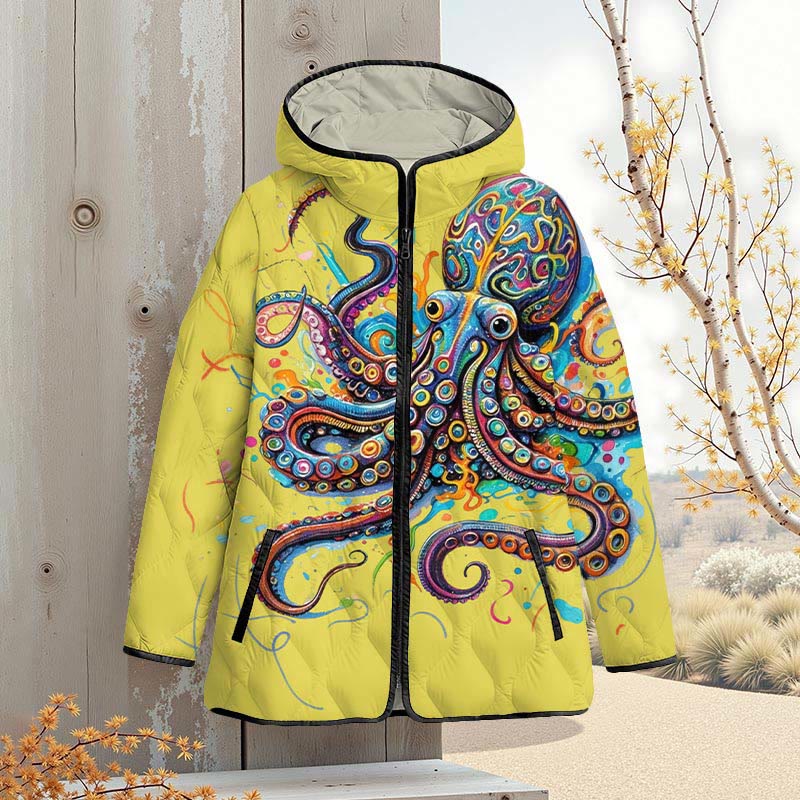 Vintage Rainbow Octopus Art Print Zipper Jackets - image 5
