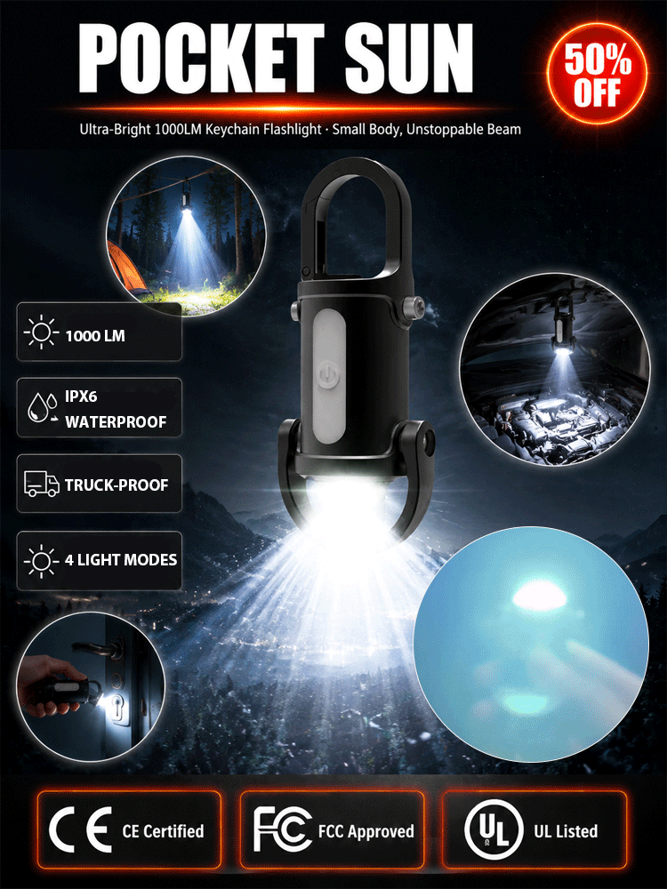 Ultra-bright keychain flashlight with mobile phone charging capability