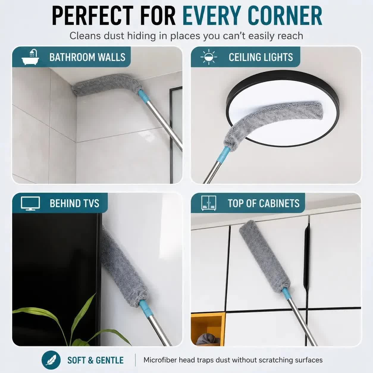 Replacement Gap Duster for Home Corner Place, Durable Flexible Arbitrary Bending Microfiber Dust Brush🧹 - image 4