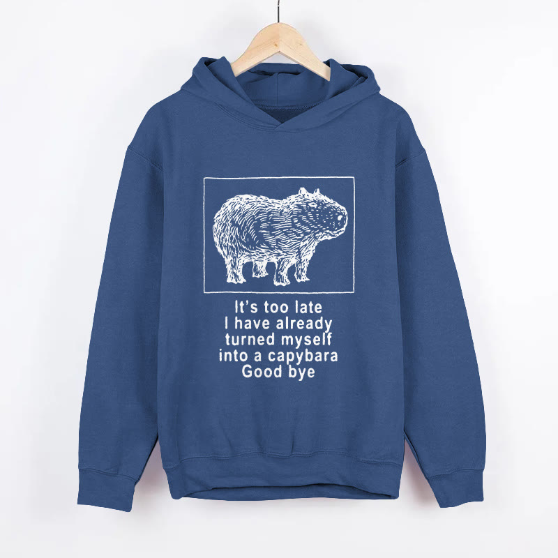 Unisex I Have Turned Myself Into A Capybara Pattern Long Sleeved Hoodie - Dark Blue - US44-46(8XL) - image 4