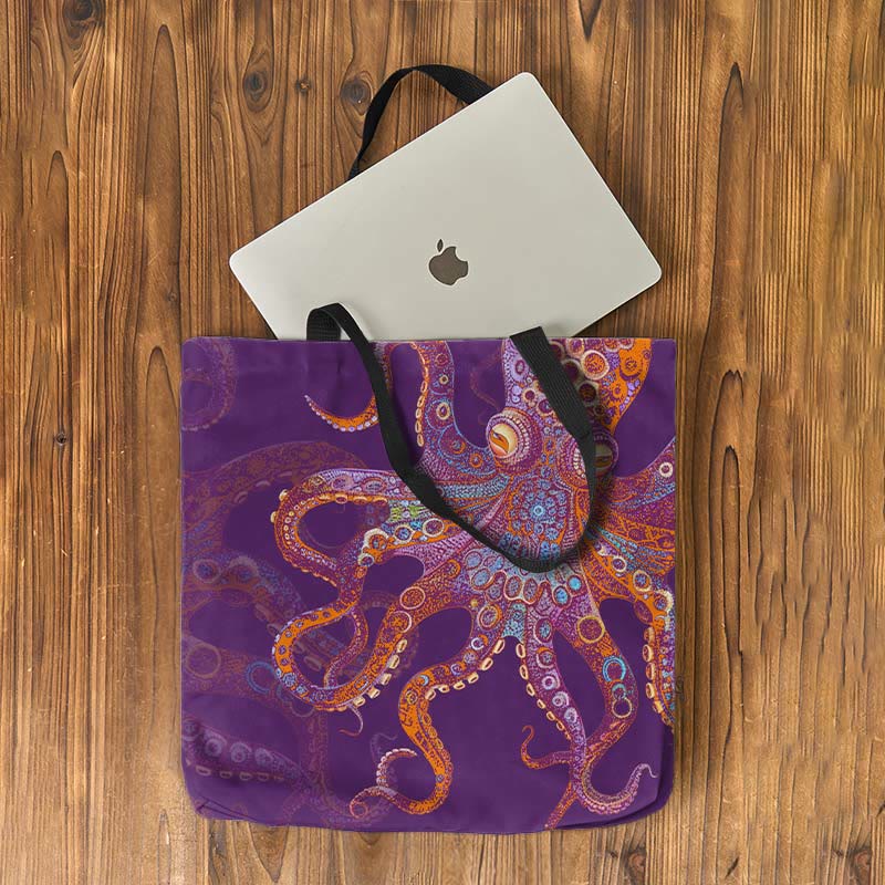 Unique Exquisite Octopus Pattern Art Print Bag - Purple - one size - image 3