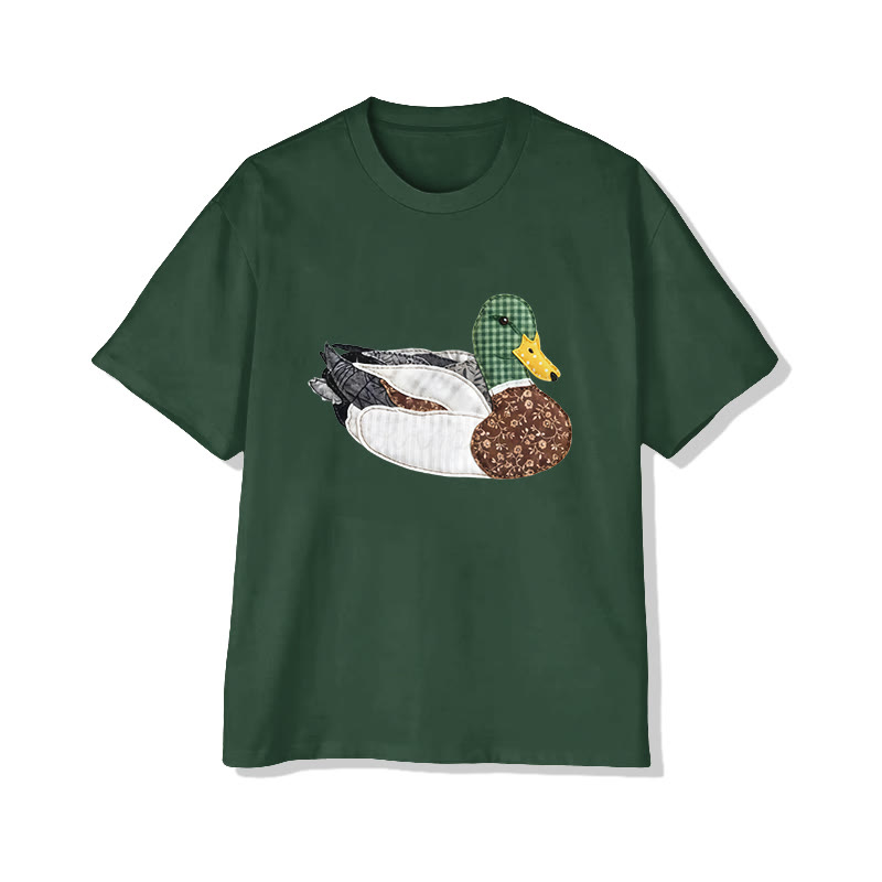 Rural Floral Farm Friend duck pattern Print Pattern Cotton Print T-Shirt - Green - US16-18(2XL) - image 12