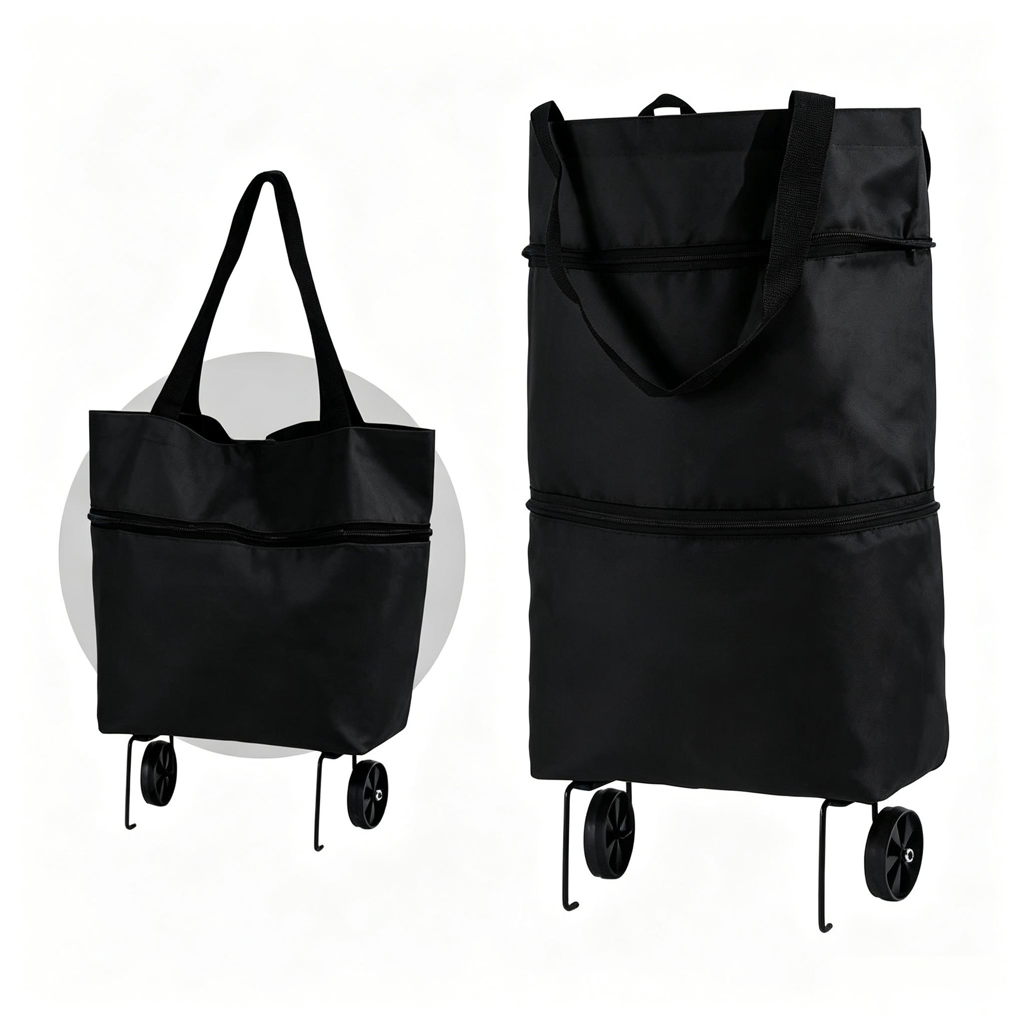 600D Oxford Fabric Rolling Cart - Expandable, Waterproof & Quiet, Holds Up to 10kg - Black - image 8