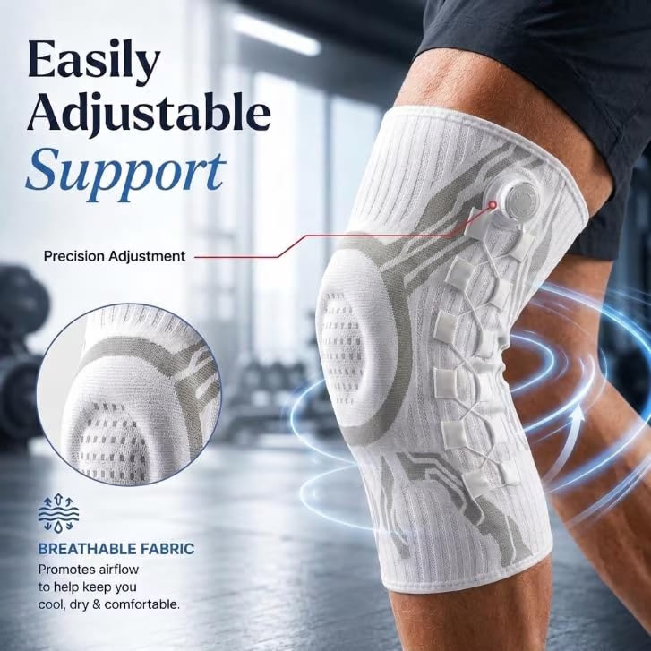 Knee Sleeve with Dial Fit System & Dual Side Stabilizers, Adjustable Compression Knee Support for Men & Women - image 4