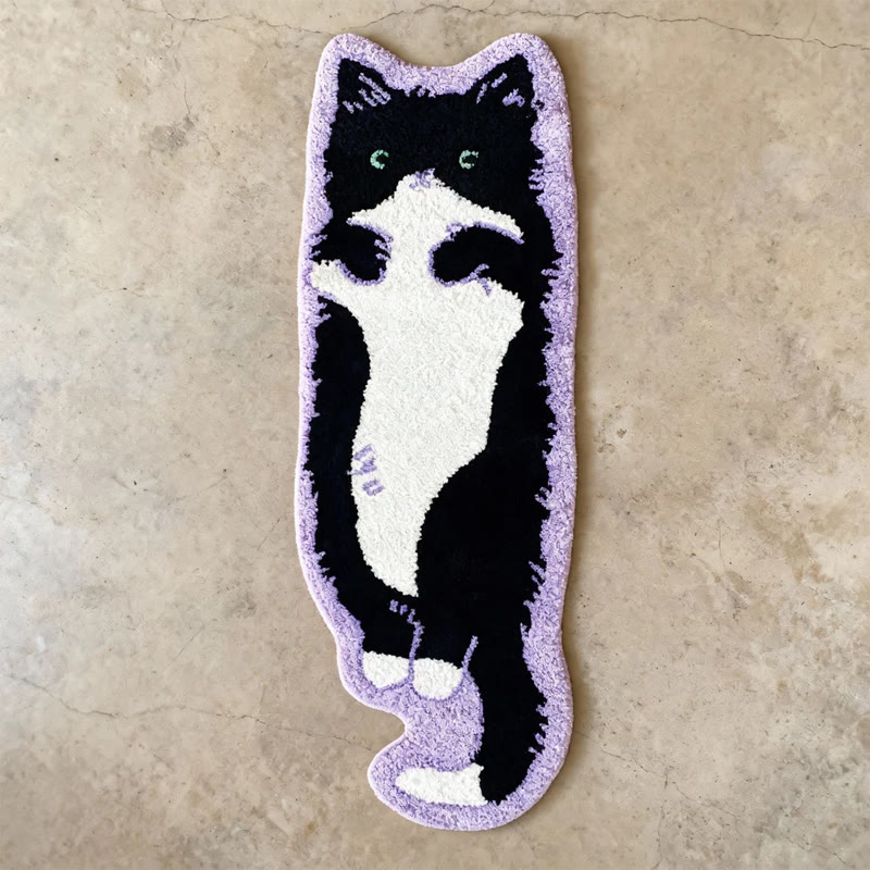 Cute Cat-shaped Soft Faux Cashmere Area Rug Floor Mat - Tuxedo Cat - 40*60cm - image 14