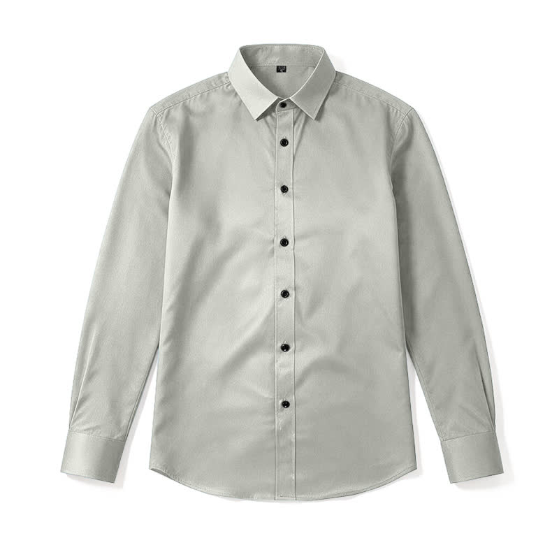 Men's Solid Color Long Sleeve Dress Shirt - Light Green - 48 - image 8