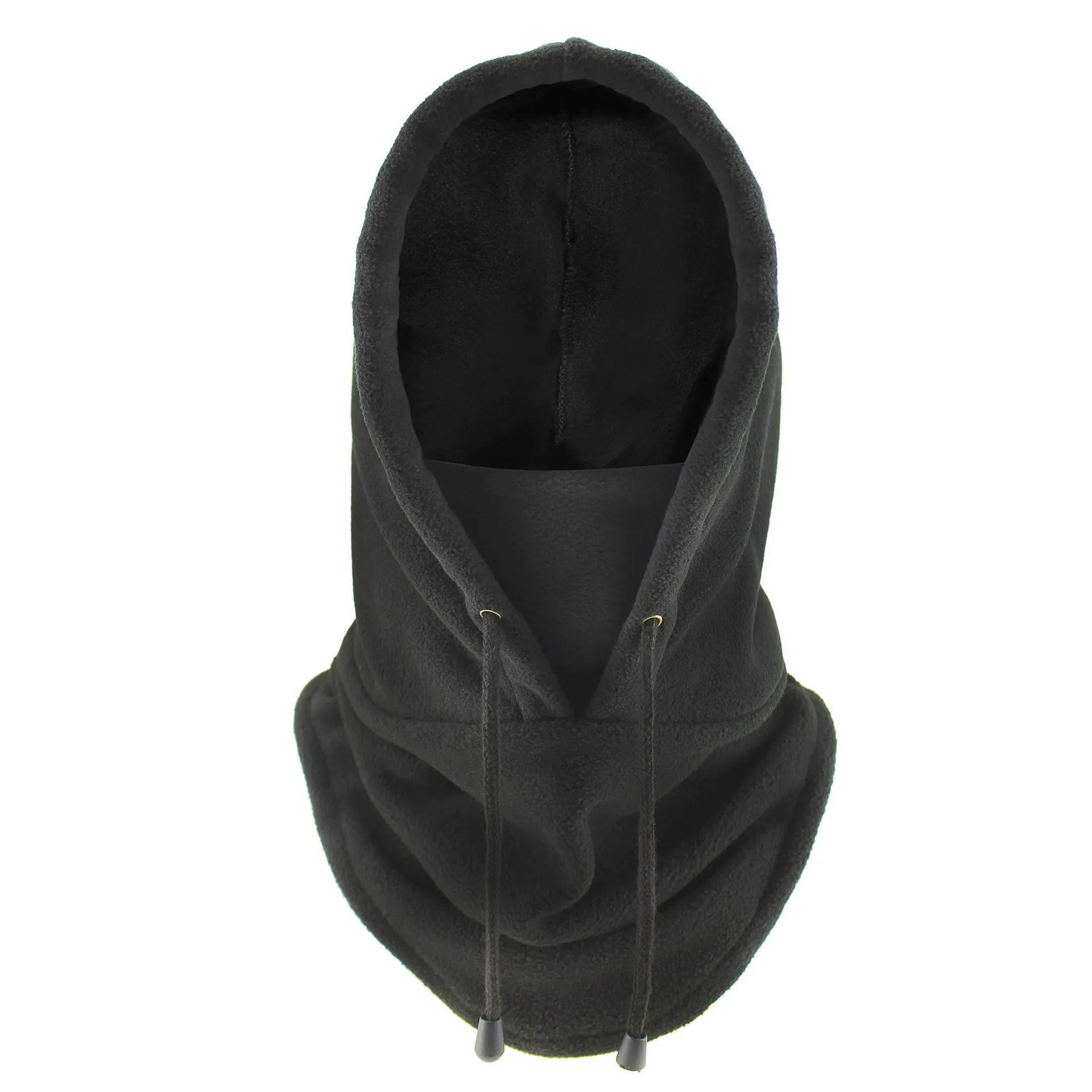 Derong Thermal Drawstring Windproof Balaclava Hood - Black - one size - image 8