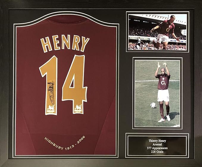 FRAMED THIERRY HENRY SIGNED ORIGINAL ARSENAL 2005/06 FOOTBALL SH...