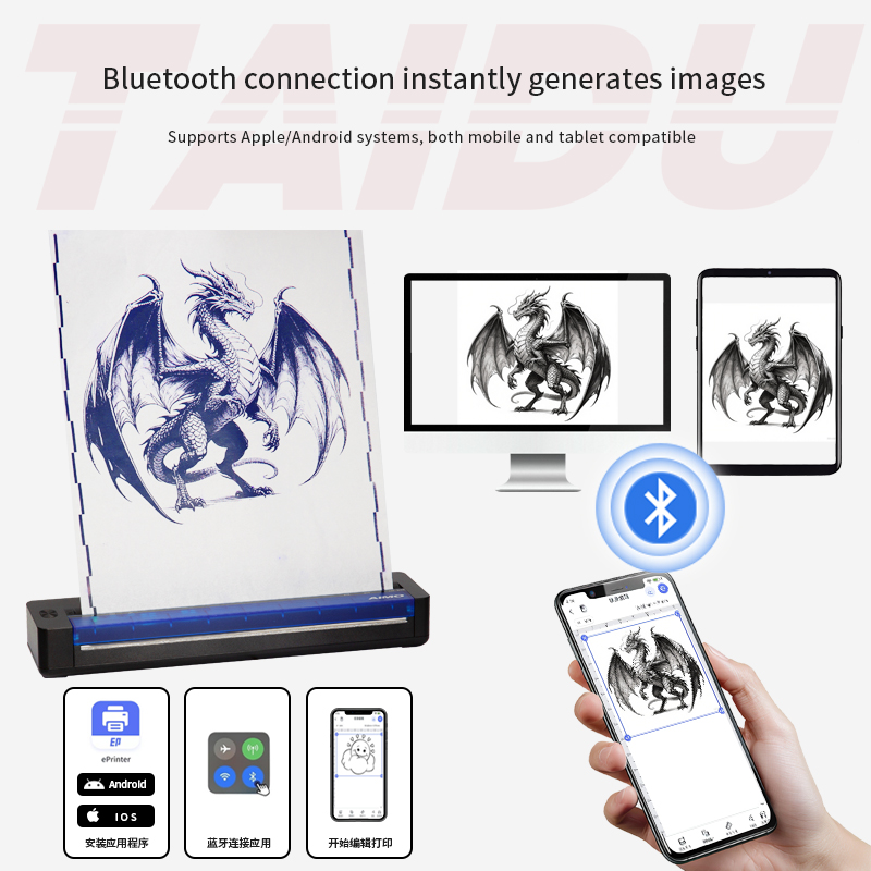X5 Wireless Tattoo Transfer Printer Capable of Printing Shaded Effects