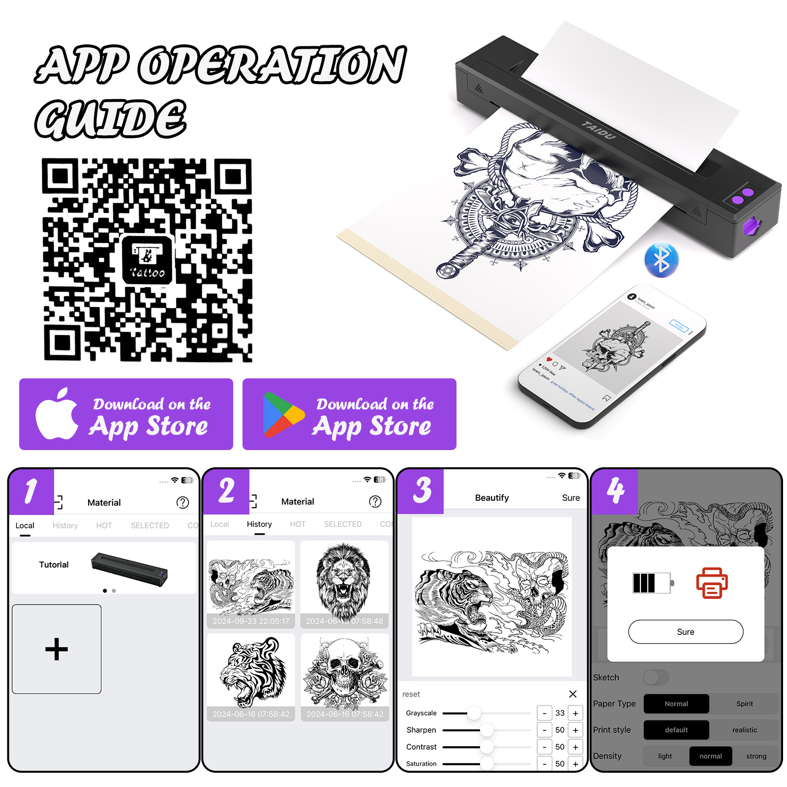 TAIDU P19 New Design Wireless Tattoo Thermal Printer For Iphone