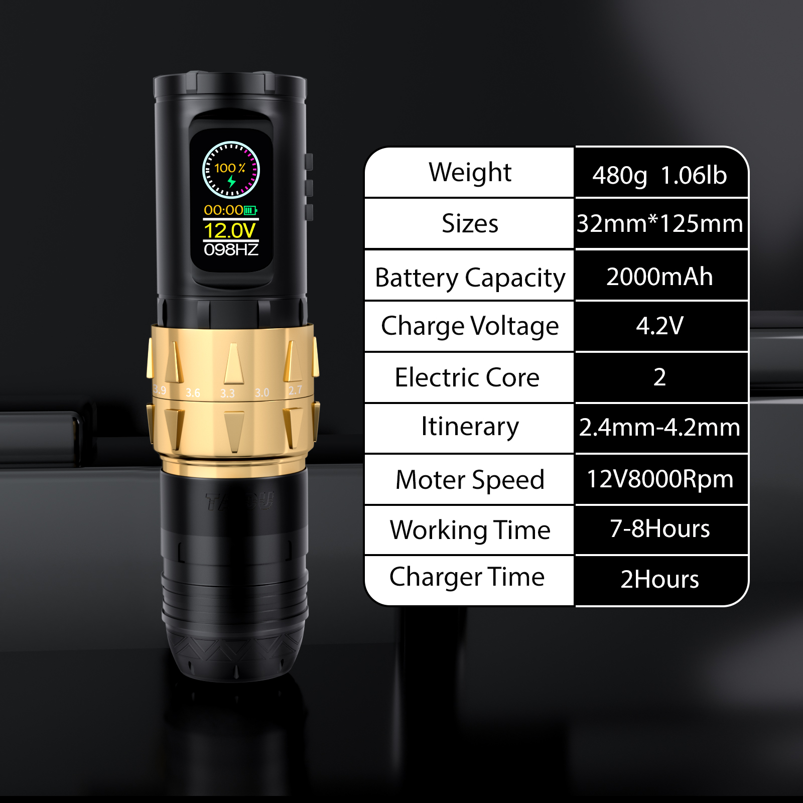 TAIDU TD028 Mengqing Wireless Dual Stage Regulation Tattoo Pen