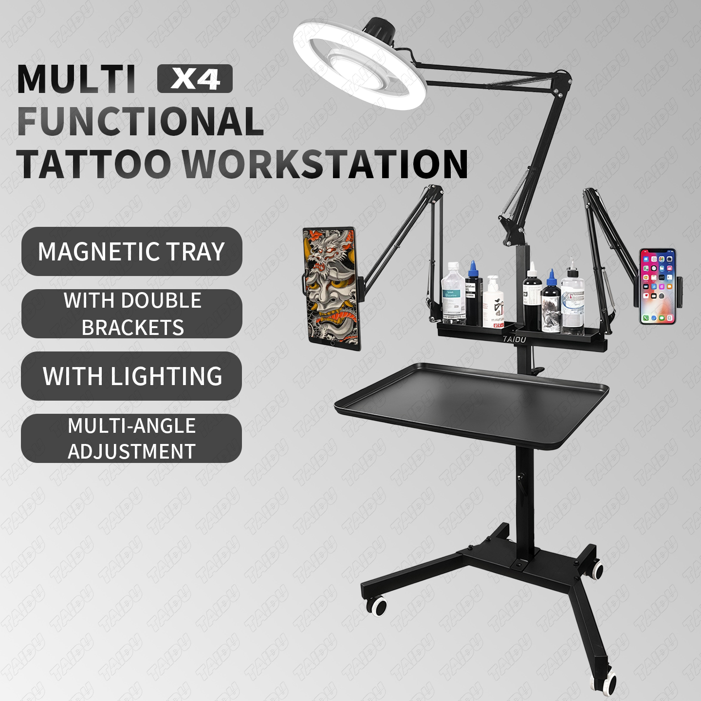 TAIDU X4 Premium Tattoo Workstation Featuring Steering Wheel Design Light