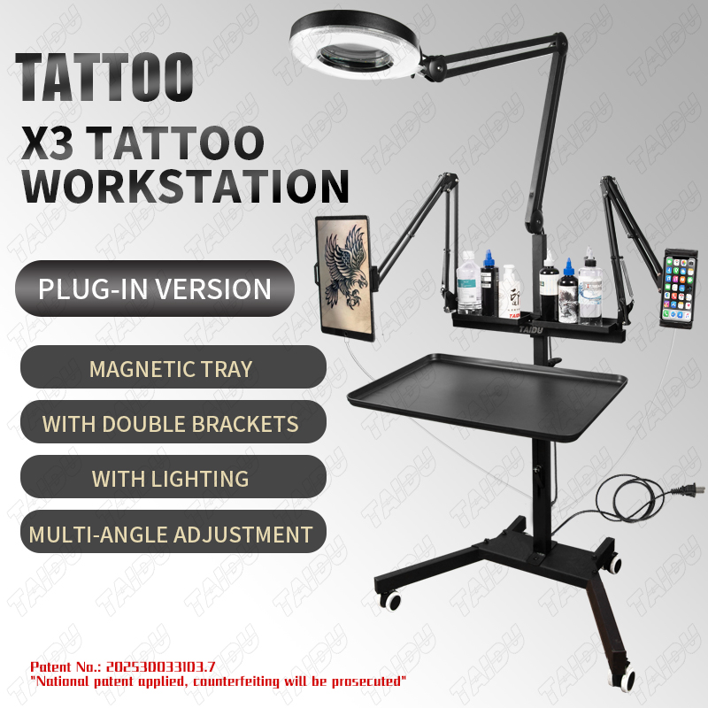 TAIDU Promotion Multi-functional double holder tattoo bench with light