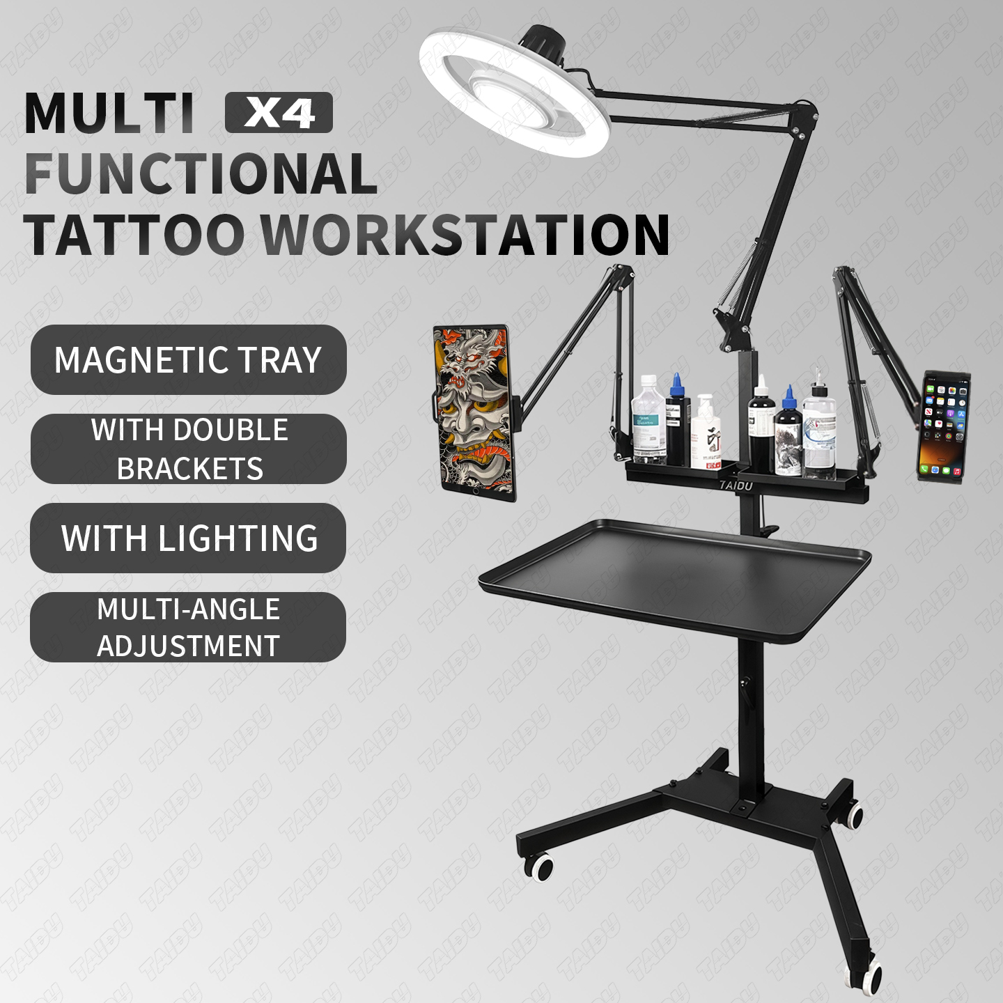 TAIDU X4 Premium Tattoo Workstation Featuring Steering Wheel Design Light