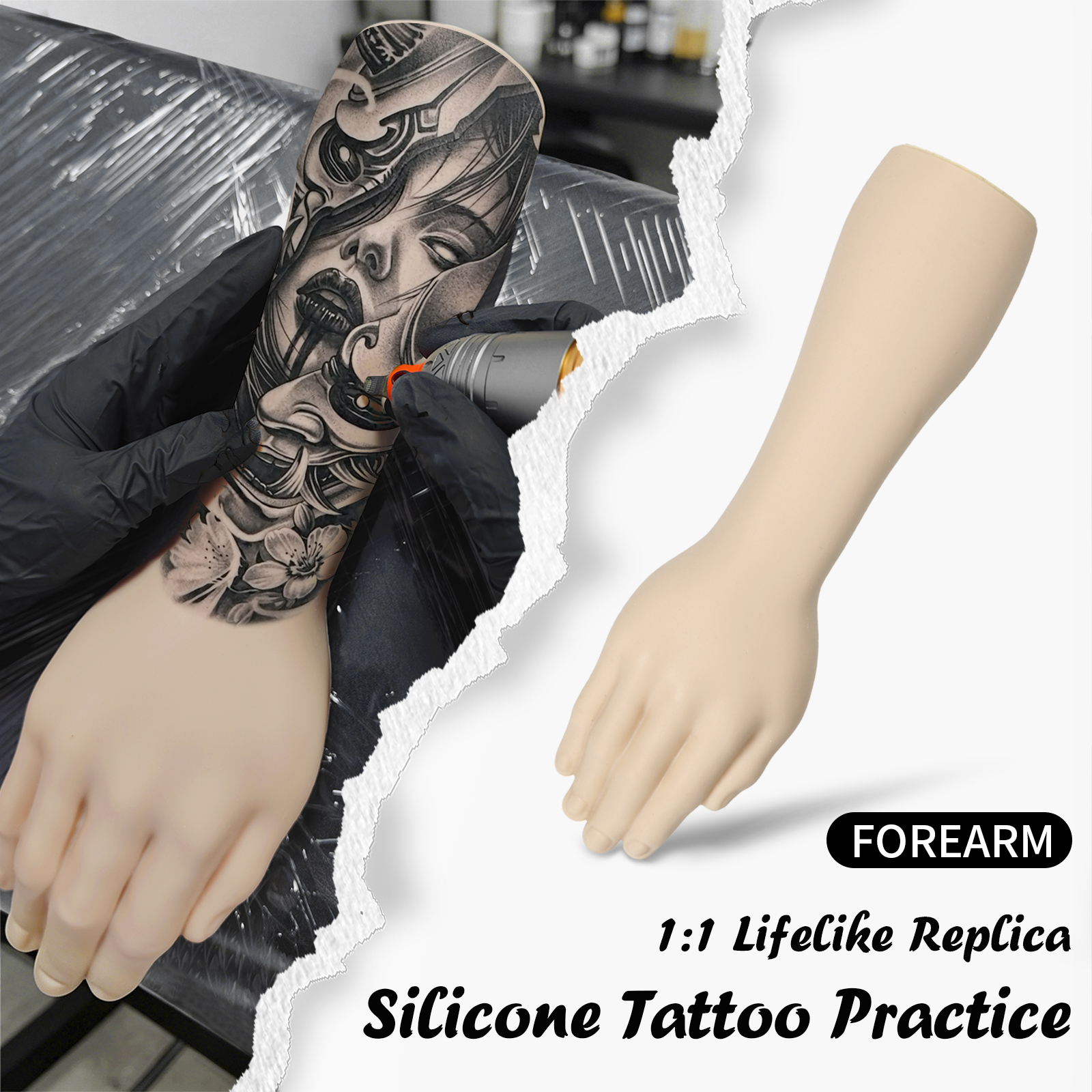 TAIDU High-Quality Tattoo Practice Silicone Forearm with Hand