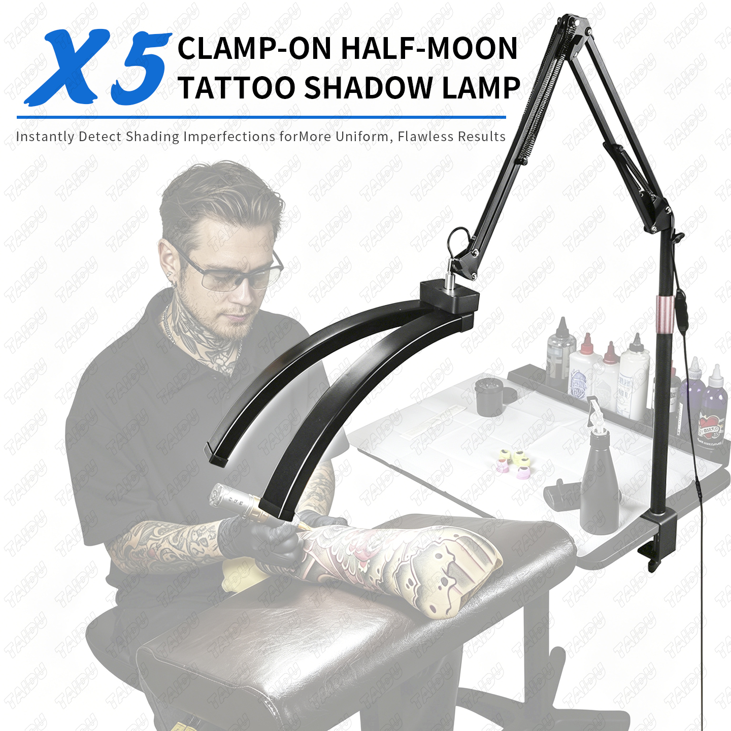 TAIDU X5 Anti-Glare Polarizing Half-Moon Desk Clamp Lamp 