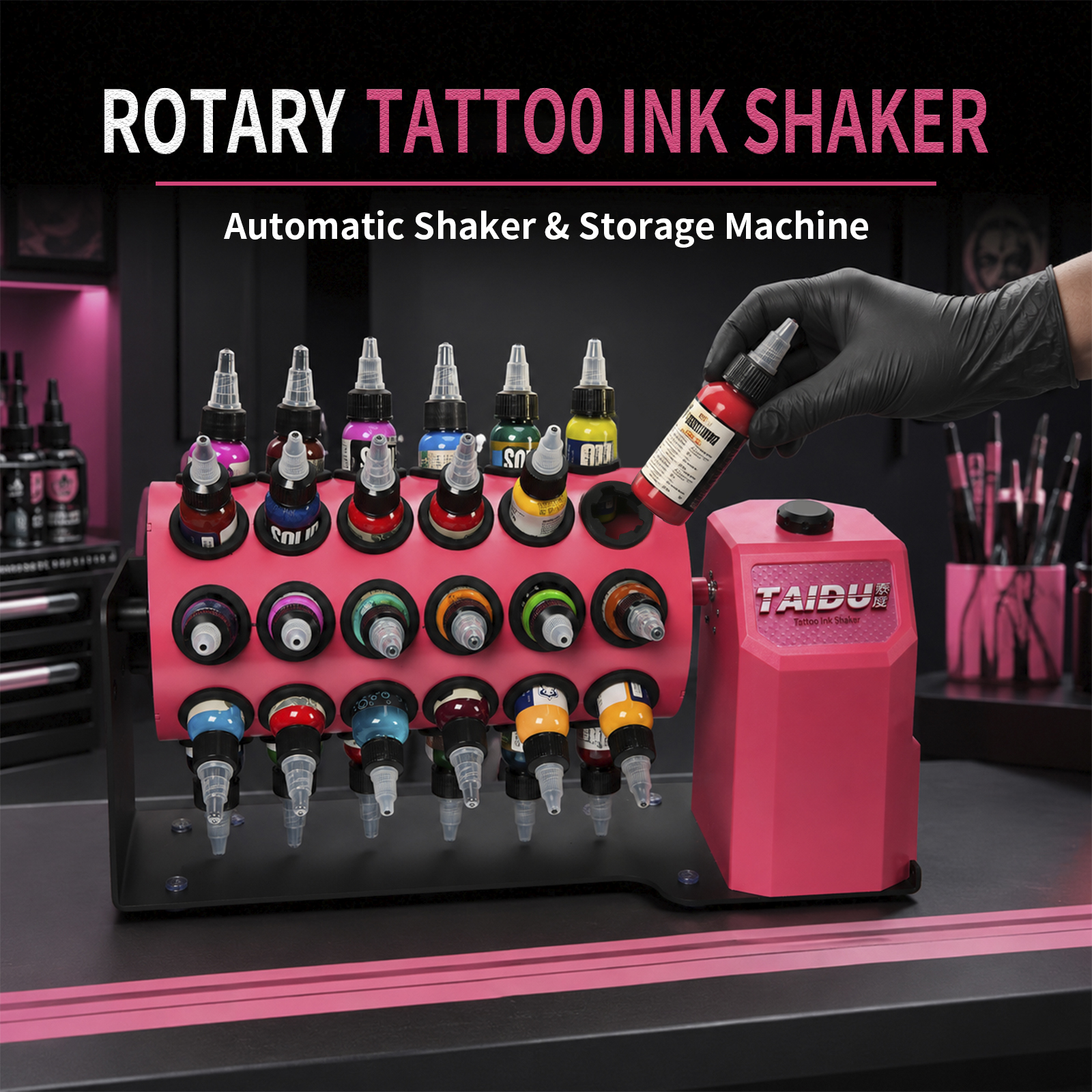 TAIDU New Rotary Tattoo Ink Rack 48h Holes 1oz (PINK AVAILABLE)
