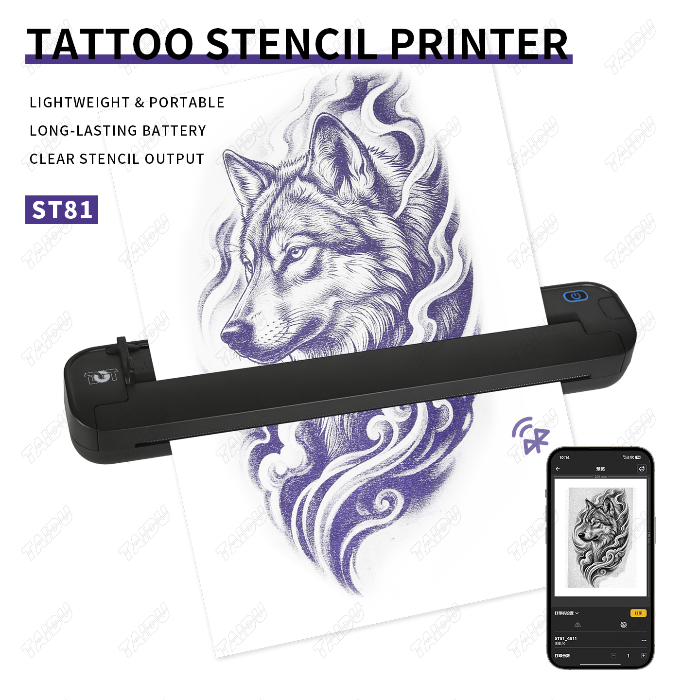 TAIDU New ST81 Portable Tattoo Stencil Printer