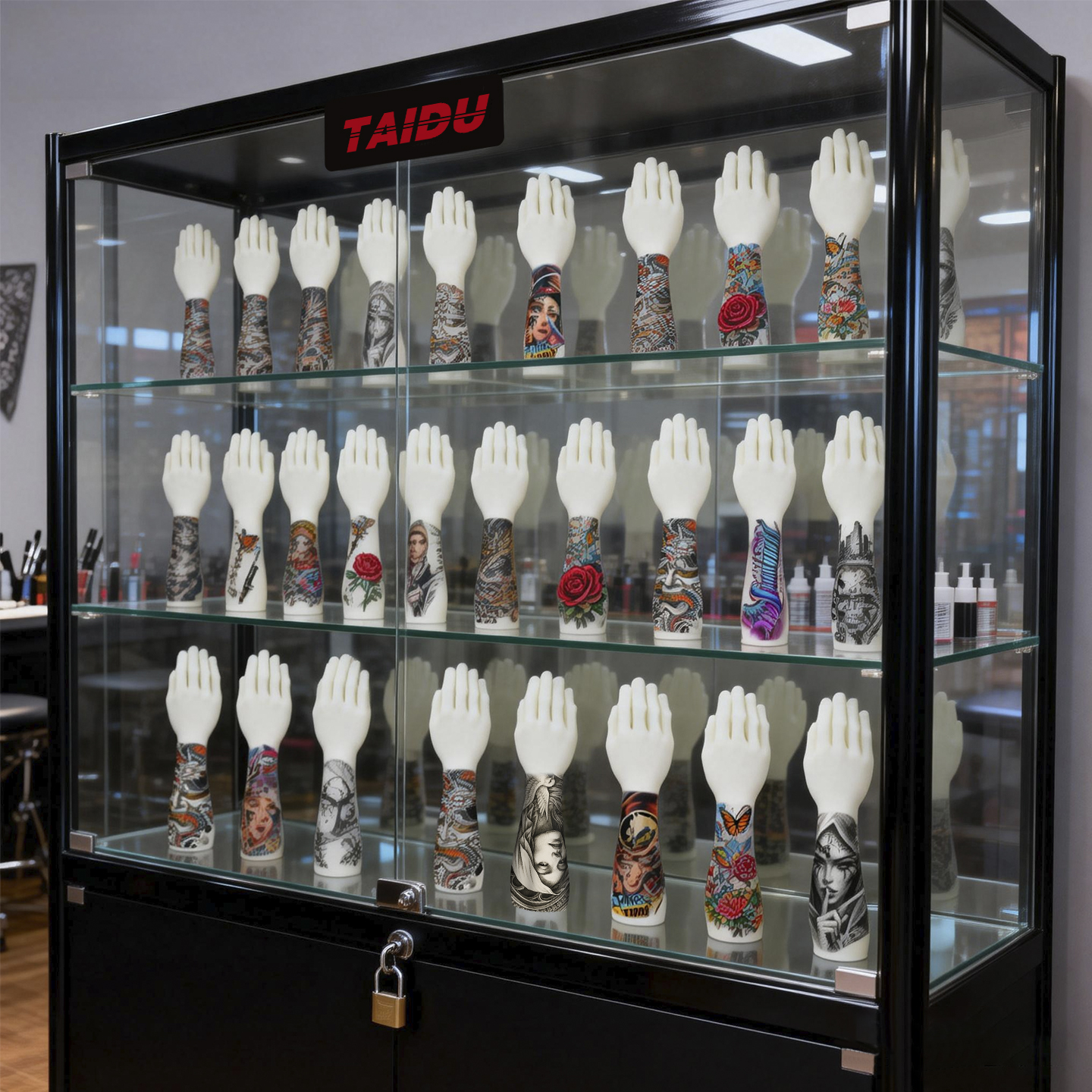 TAIDU High-Quality Tattoo Practice Silicone Forearm with Hand