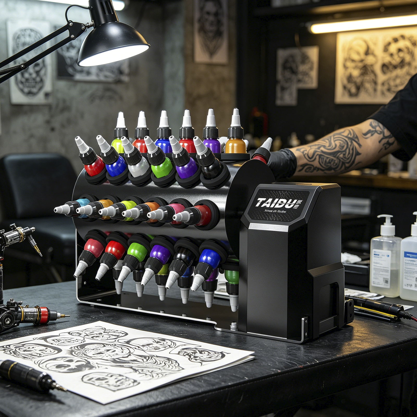 TAIDU New Rotary Tattoo Ink Rack 48h Holes 1oz