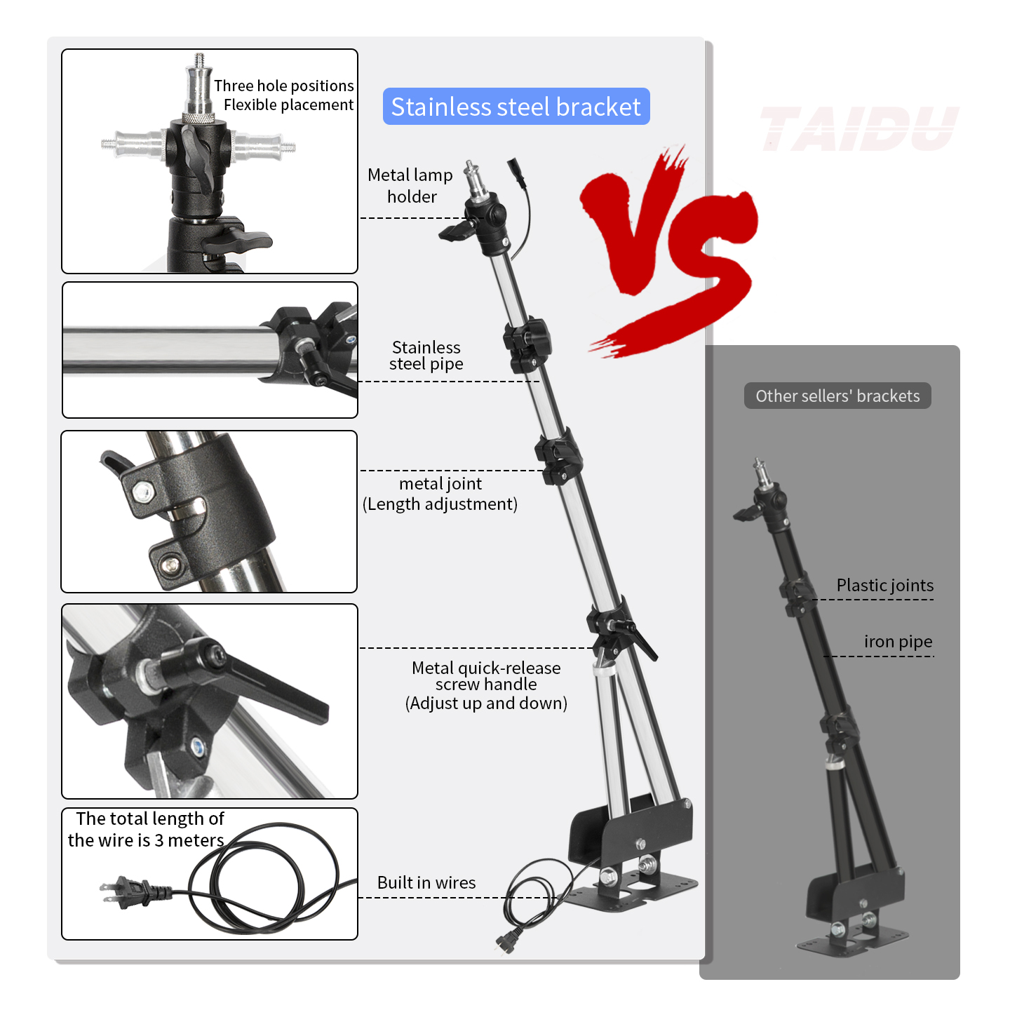 TAIDU PL-48 Large Panel Telescoping Tattoo Wall Light