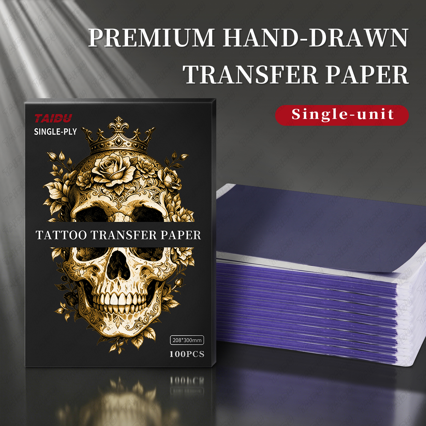 TAIDU Single-Sheet Hand Stencil Tattoo Transfer Paper, 100 Sheets/Box