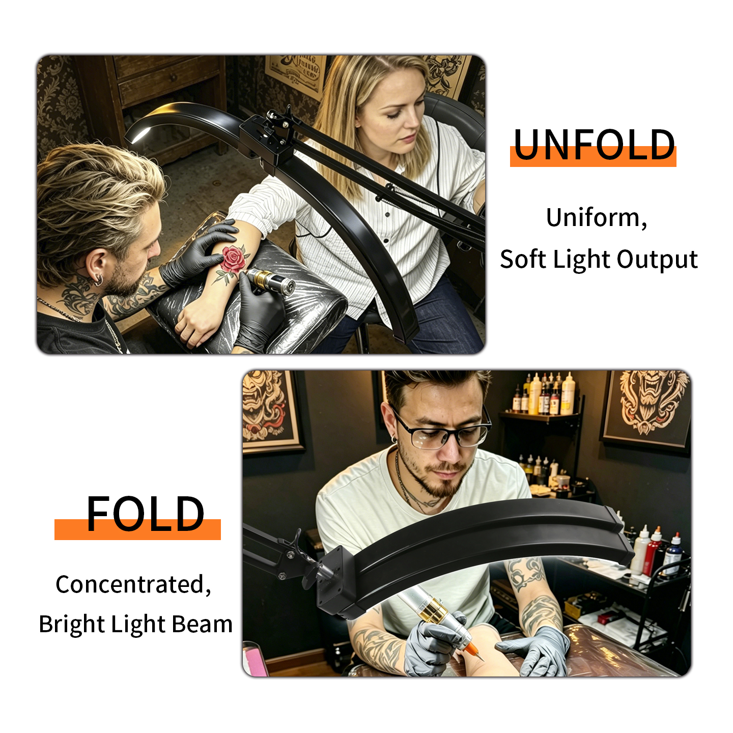TAIDU Professional Tattoo Wall-Mounted Lighting Kit for Shading & Detail Work (with Anti-Glare Glasse)